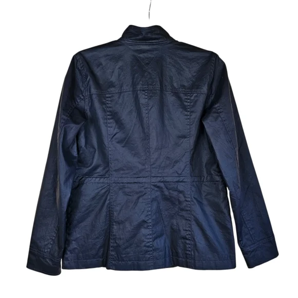 Tommy Hilfiger Women's Navy Waxed Utility Jacket With Cinchable Waist - Picture 3 of 12